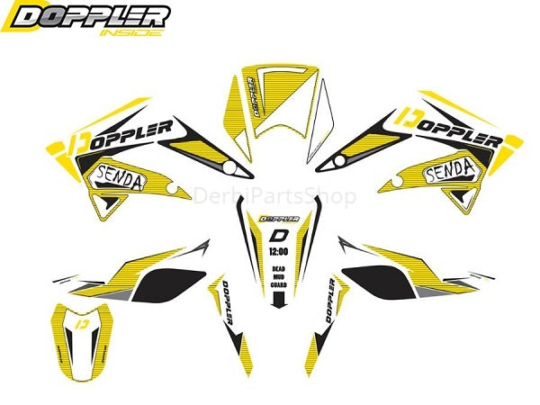 Doppler sticker set geel Derbi Senda DRD X-Treme 2011-2017