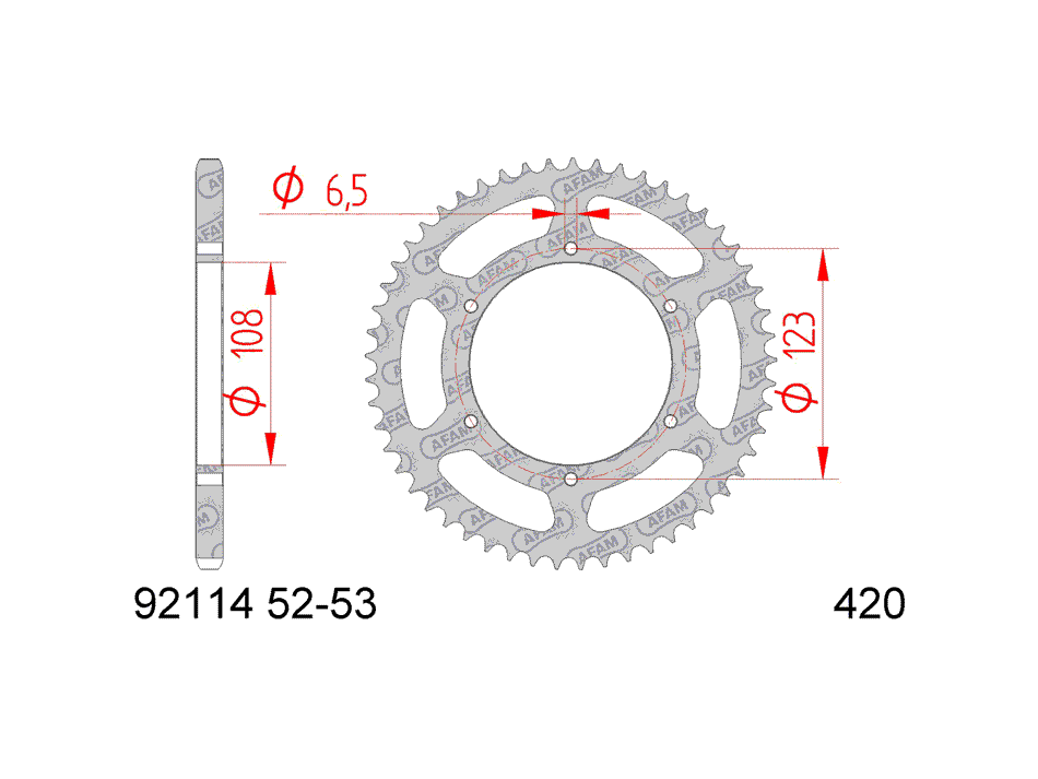 Afam 420 achtertandwiel 53 Derbi/Aprilia gietvelgen