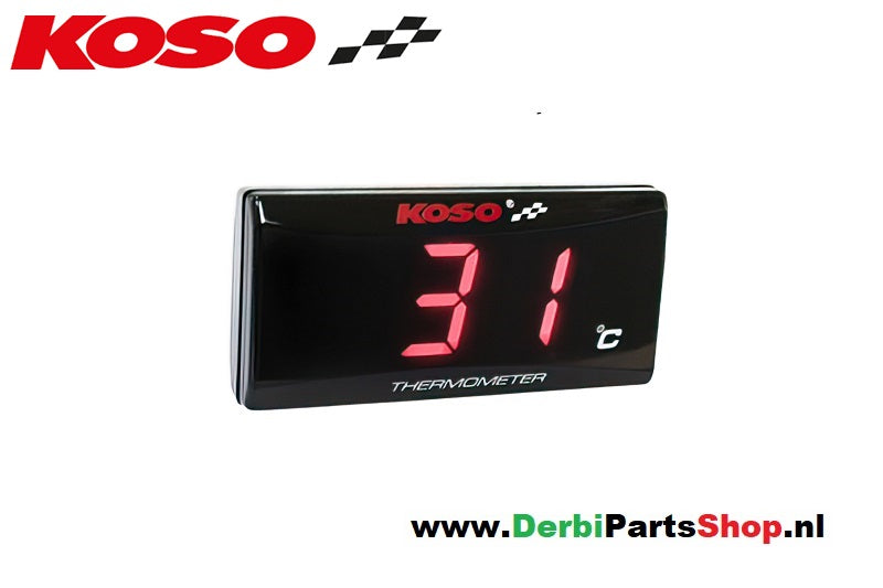 Koso mini LCD ultra slim temperatuur meter 0-120°C rood