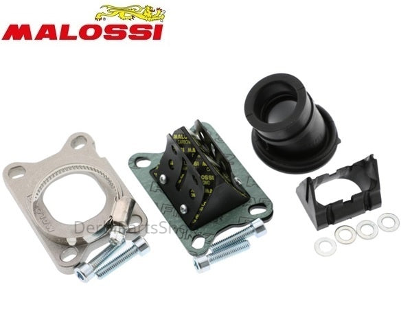 Malossi 21mm spruitstuk en mebraan set carbon Derbi/AM6