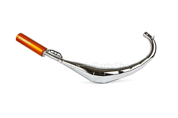 Stage6 StreetRace chrome uitlaat orange onderlangs Derbi Senda/AM6