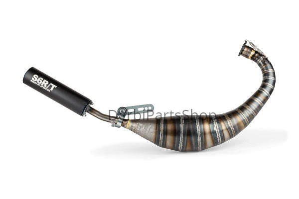 Stage6 R/T 80cc - 90cc uitlaat CNC zwart/blauw Derbi