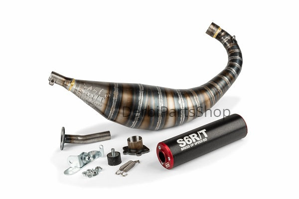 Stage6 R/T 80cc - 90cc uitlaat CNC zwart/rood Derbi