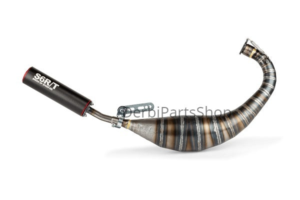 Stage6 R/T 80cc - 90cc uitlaat CNC zwart/rood Derbi