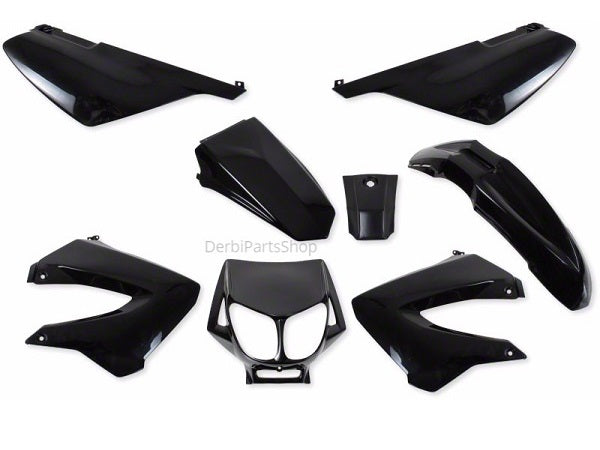 Kappenset zwart 8-delig Derbi Senda SM/Xtreme/X-Race 2000-2012