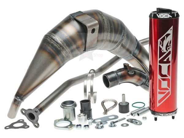 VOCA Cross Rookie 50/70cc uitlaat rood bovenlangs Derbi/Aprilia
