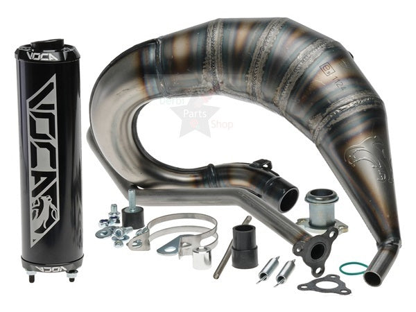 Voca Cross Rookie 50/70cc uitlaat zwart bovenlangs Derbi/Aprilia