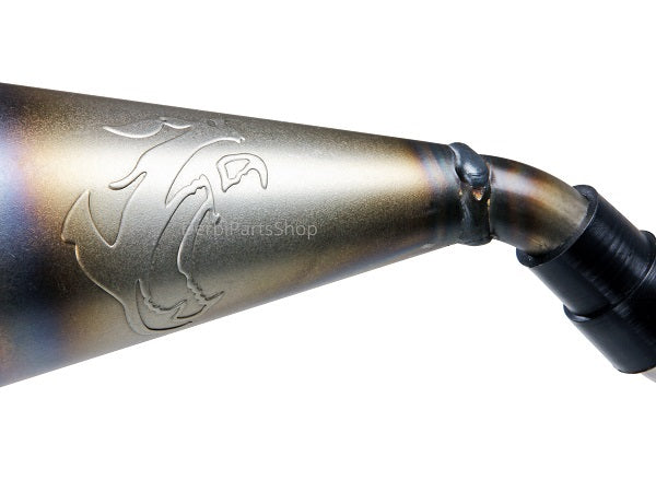 Voca Cross Rookie 50/70cc uitlaat zwart bovenlangs Derbi/Aprilia