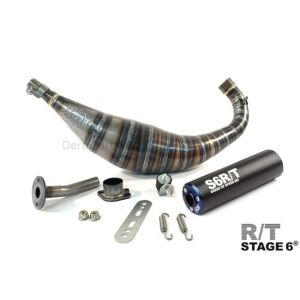 Stage6 R/T 88cc - 100cc uitlaat CNC blauw/zwart Derbi