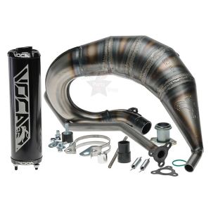 Voca Cross Rookie 50/70cc uitlaat zwart bovenlangs Derbi/Aprilia