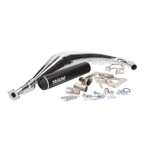 Yasuni R2 uitlaat chroom zwart MAX Derbi Senda/AM6 supermoto